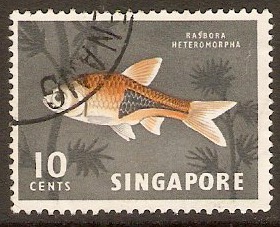 Singapore 1962 10c Orchids, Fish and Bird Series. SG69.